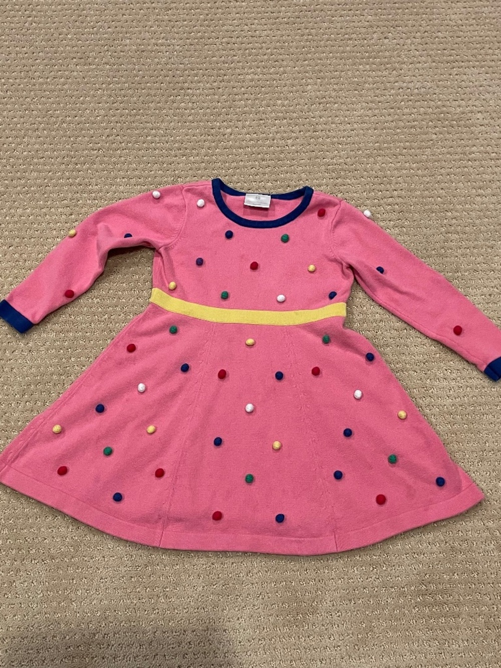 Hanna Andersson Pink Knit Pom Pom Sweater Dress 110 US 5